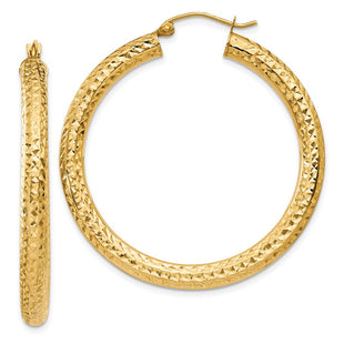 14k Diamond-cut Round Hoop Earrings (Style TC533)