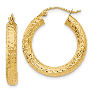14k Diamond-cut Round Hoop Earrings (Style TC536)