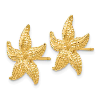 14K Starfish Post Earrings, 17 x 16mm