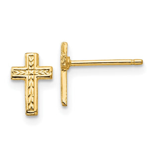 14k Polished Cross Post Earrings (Style TC628)