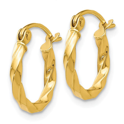 14K Twist Polished Hoop Earring, 10 x 2mm