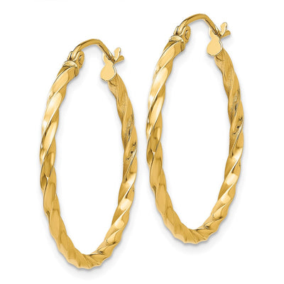 14K Twist Polished Hoop Earring, 22 x 2mm