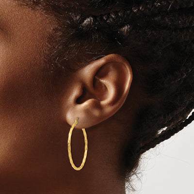14K Twist Polished Hoop Earring, 26 x 2mm
