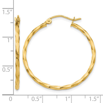 14K Twist Polished Hoop Earring, 26 x 2mm
