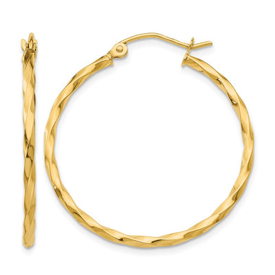 14K Twist Polished Hoop Earring, 26 x 2mm