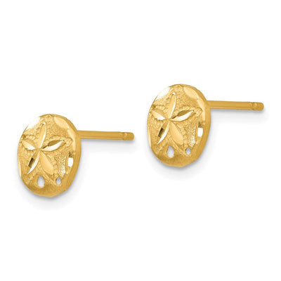 14K Diamond-cut Sand Dollar Earrings, 8 x 8mm