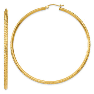 14K Knife Edge Diamond-cut Hollow Hoop Earrings (Style TC823)