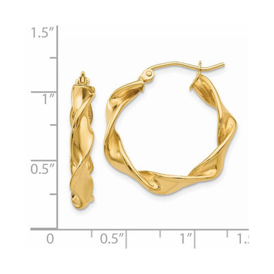 14K Twisted Hoop Earrings, 18 x 4mm