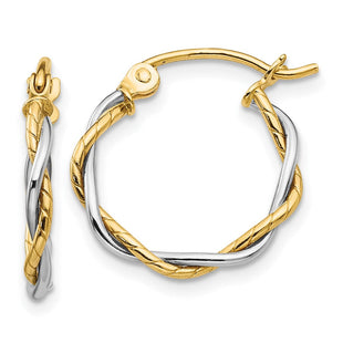 14k Two-tone Polished Twisted Hoop Earrings (Style TE228)
