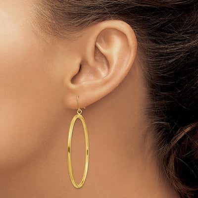 14K Tube Hoop Dangle Earrings, 40 x 2mm