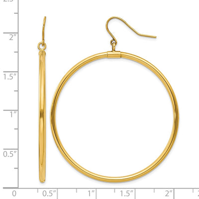 14K Tube Hoop Dangle Earrings, 40 x 2mm
