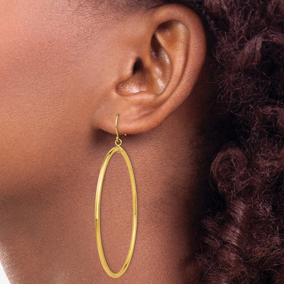 14K Tube Hoop Dangle Earrings, 50 x 2mm