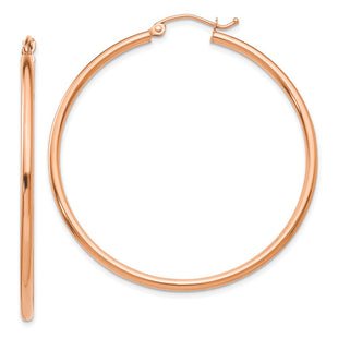 14k Rose Gold Polished Lightweight Tube Hoop Earrings (Style TE525)