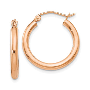 14k Rose Gold Polished Lightweight Tube Hoop Earrings (Style TE531)