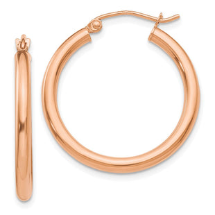 14k Rose Gold Polished Lightweight Tube Hoop Earrings (Style TE532)