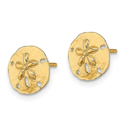 14K Polished Mini Sand Dollar Post Earrings