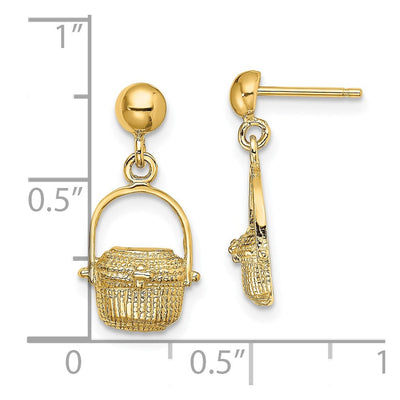 14K Nantucket Basket Earrings, 18.2 x 9.25mm