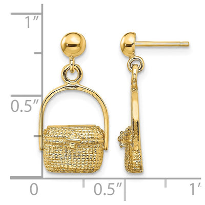 14K Nantucket Basket Earrings, 20.8 x 10.8mm