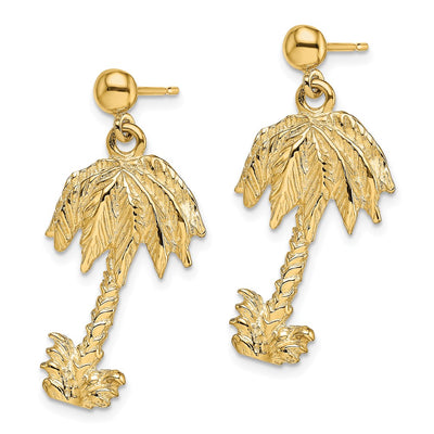 14K Palm Tree Post Dangle Earrings