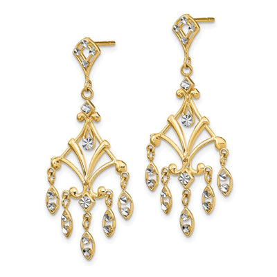 14K w/Rhodium D/C Chandelier Style Dangle Earrings