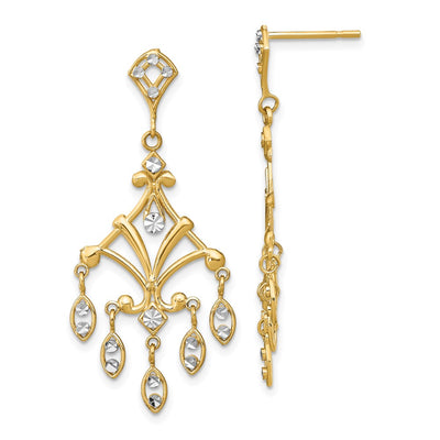 14K w/Rhodium D/C Chandelier Style Dangle Earrings