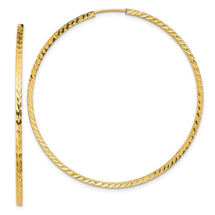14k Diamond-cut Square Tube Endless Hoop Earrings (Style TF1001)