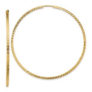 14k Diamond-cut Square Tube Endless Hoop Earrings (Style TF1003)