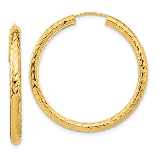 14k Polished & D/C Endless Hoop Earrings (Style TF1007)