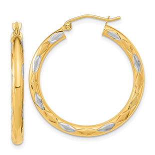 14k Yellow & Rhodium Earrings Style TF1025 - Classique Jewelry Inc.