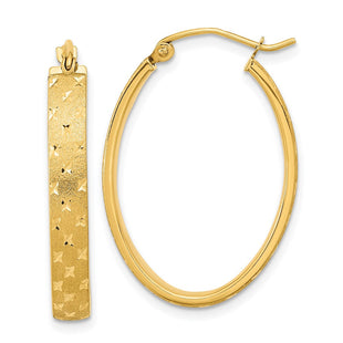 14k Polished Satin Diamond-cut Hoop Earrings (Style TF1086)