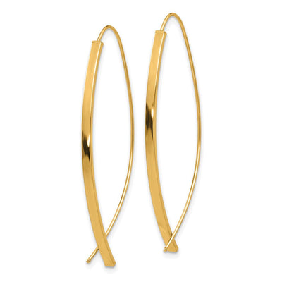 14K Square Tube Wire Threader Earrings, 42.8 x 16.5mm