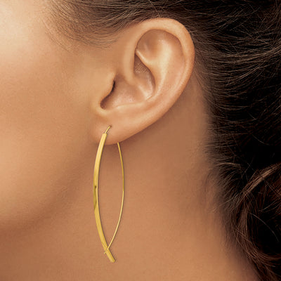 14K Square Tube Wire Threader Earrings, 57.9 x 22.6mm