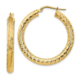 14k Diamond-cut Round Hoop Earrings (Style TF1335)
