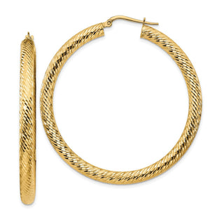 14k Diamond-cut Round Hoop Earrings (Style TF1338)