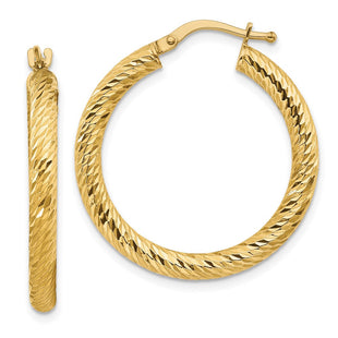 14k Diamond-cut Round Hoop Earrings (Style TF1341)
