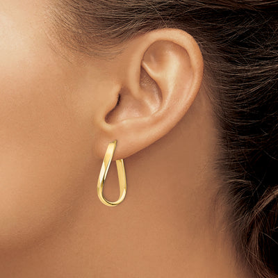 14K Polished Wavy Hoop Earrings, 28.52 x 13.48mm