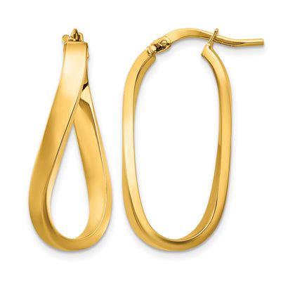 14K Polished Wavy Hoop Earrings, 28.52 x 13.48mm