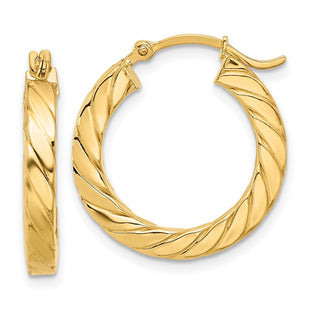 14k Polished Twisted Hoop Earrings (Style TF1391)
