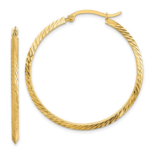 14K Polished Diamond-Cut Hoop Earrings (Style TF1448)
