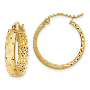 14k Polished Diamond-cut In/Out Hoop Earrings (Style TF1572)