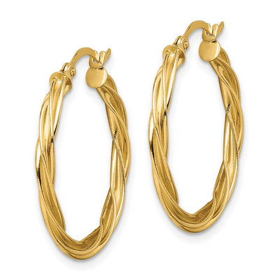 14K Polished Twisted Hoop Earrings, 26.5 x 2.5mm