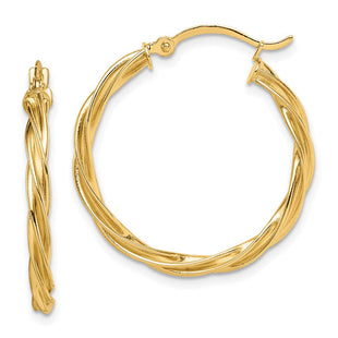 14k Polished Twisted Hoop Earrings (Style TF1607)