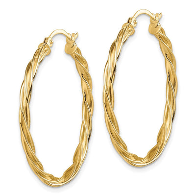 14K Polished Twisted Hoop Earrings, 33.75 x 2.5mm