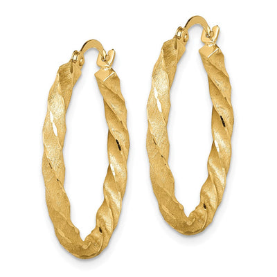 14K Twisted Satin Diamond-Cut Hoop Earrings, 26 x 2.8mm