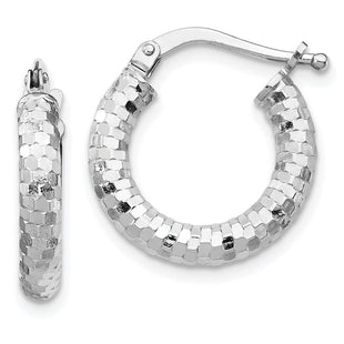 14K White Gold Diamond Cut Hoop Earrings (Style TF1700W)