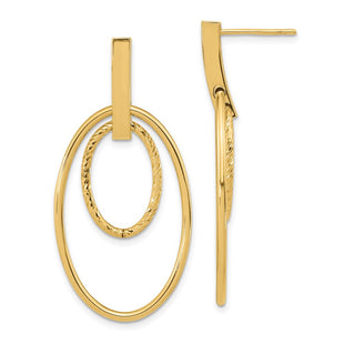 14k Polished Diamond Cut Post Dangle Earrings (Style TF1980)