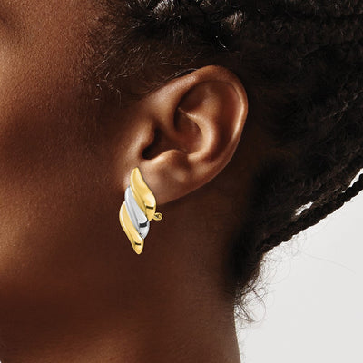 14K & Rhodium Non-pierced Omega Back Earrings