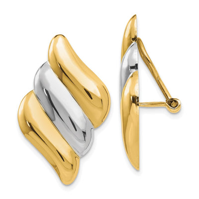 14K & Rhodium Non-pierced Omega Back Earrings