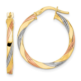 14k Yellow & Rhodium Earrings Style TF2100 - Classique Jewelry Inc.