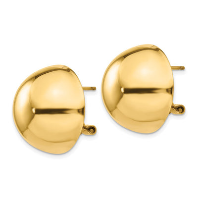 14K Polished Half Ball Omega Back Post Earrings